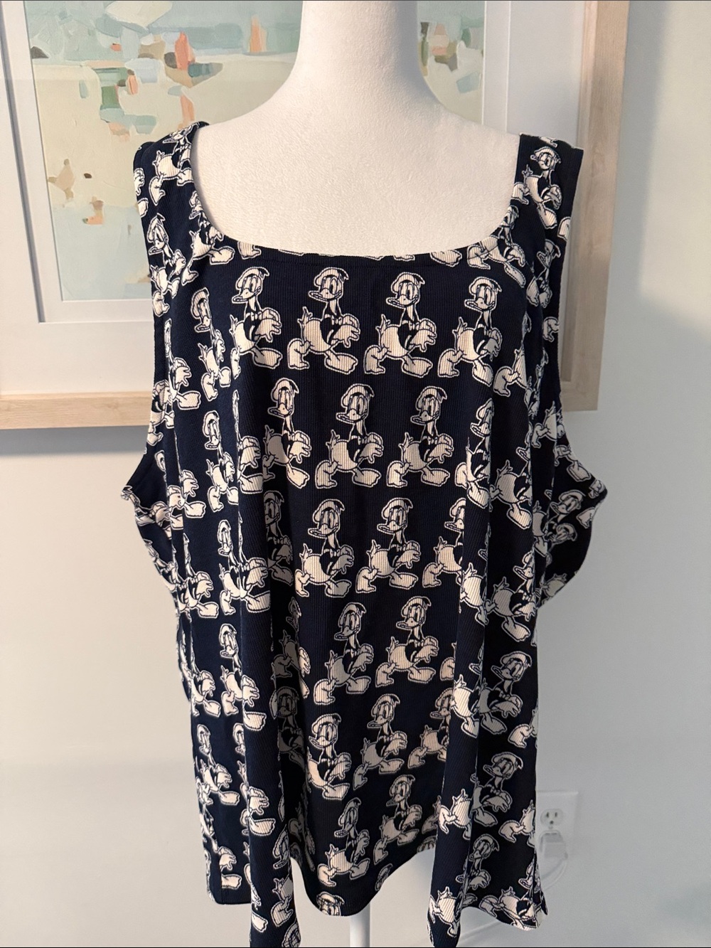 NWT Disney Navy Blue Cream Donald Duck Print Tank Top Size 3XL